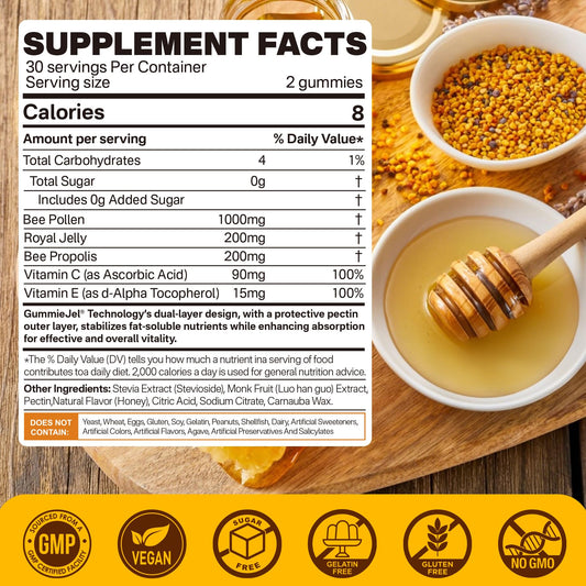 Bottle of Nextdia Bee Pollen Organic 1000mg Gummies