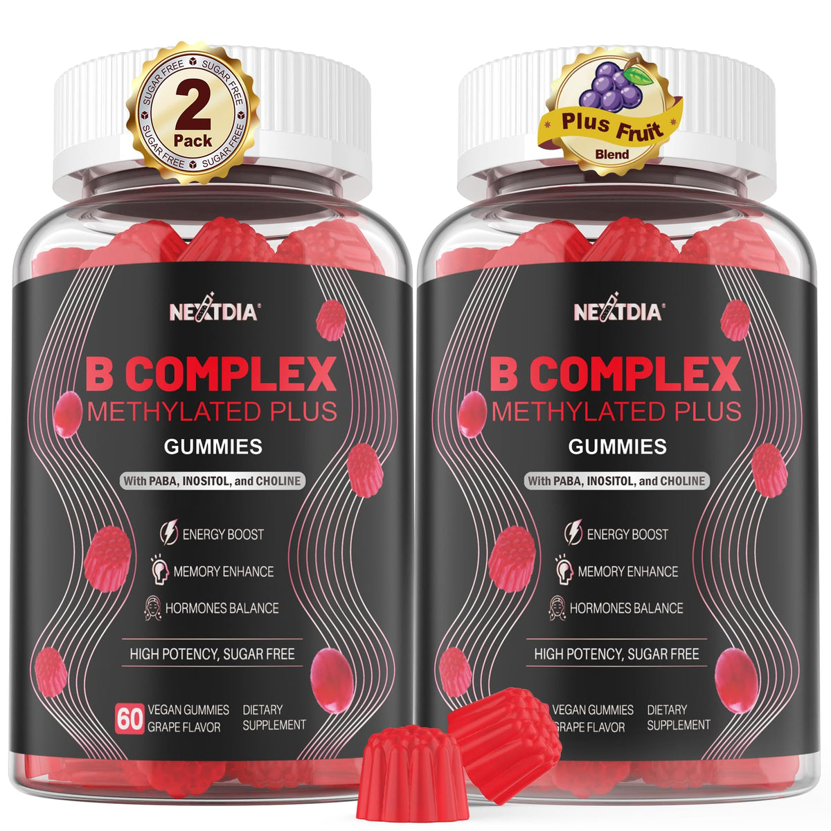 Nextdia Brain & Mood Support Gummies bottle with label visible