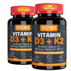 Nextdia Vitamin D3 20,000 IU + K2 MK-7 bottle front view
