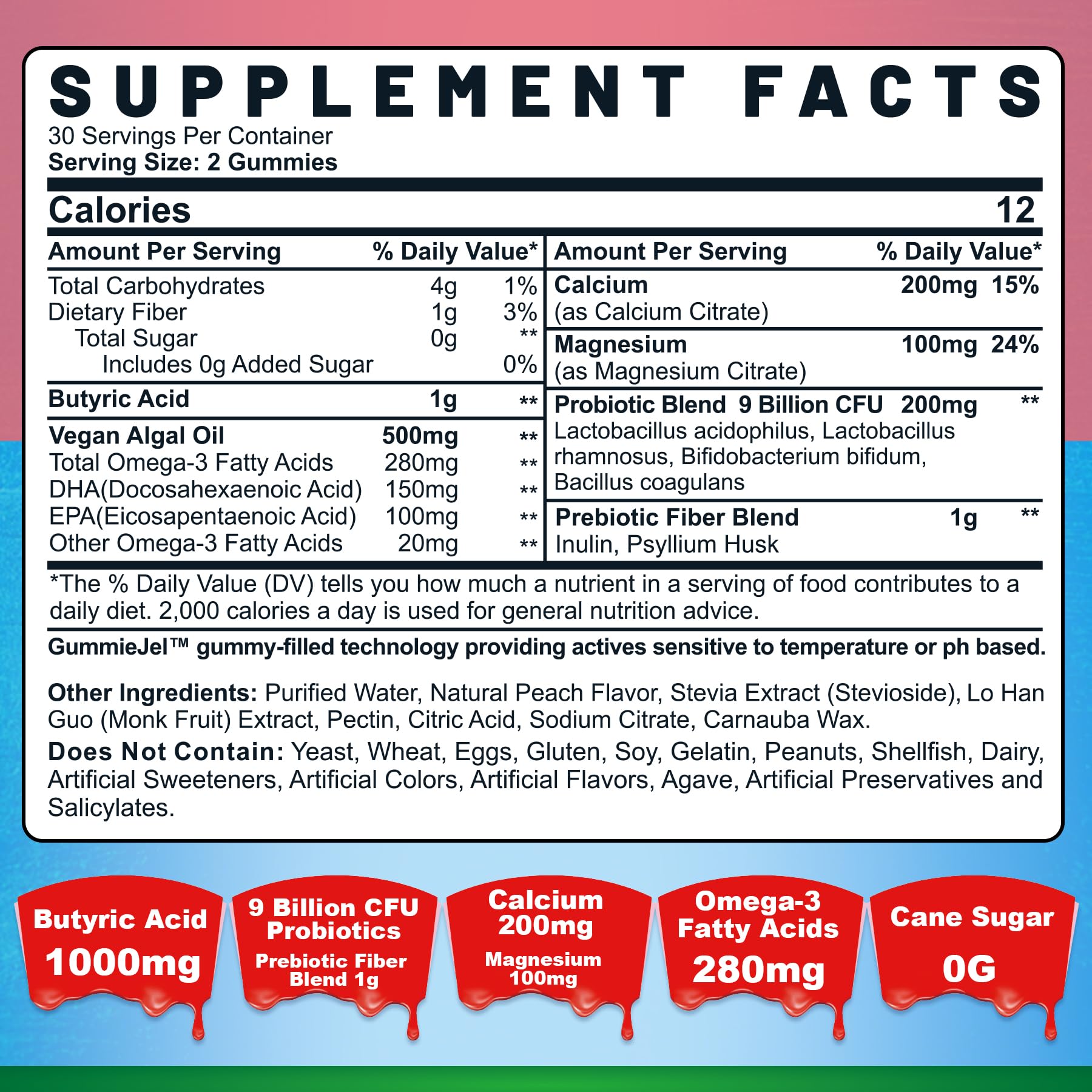 Nextdia gummies cross-section reveals peach filling for tasty, sugar-free support.