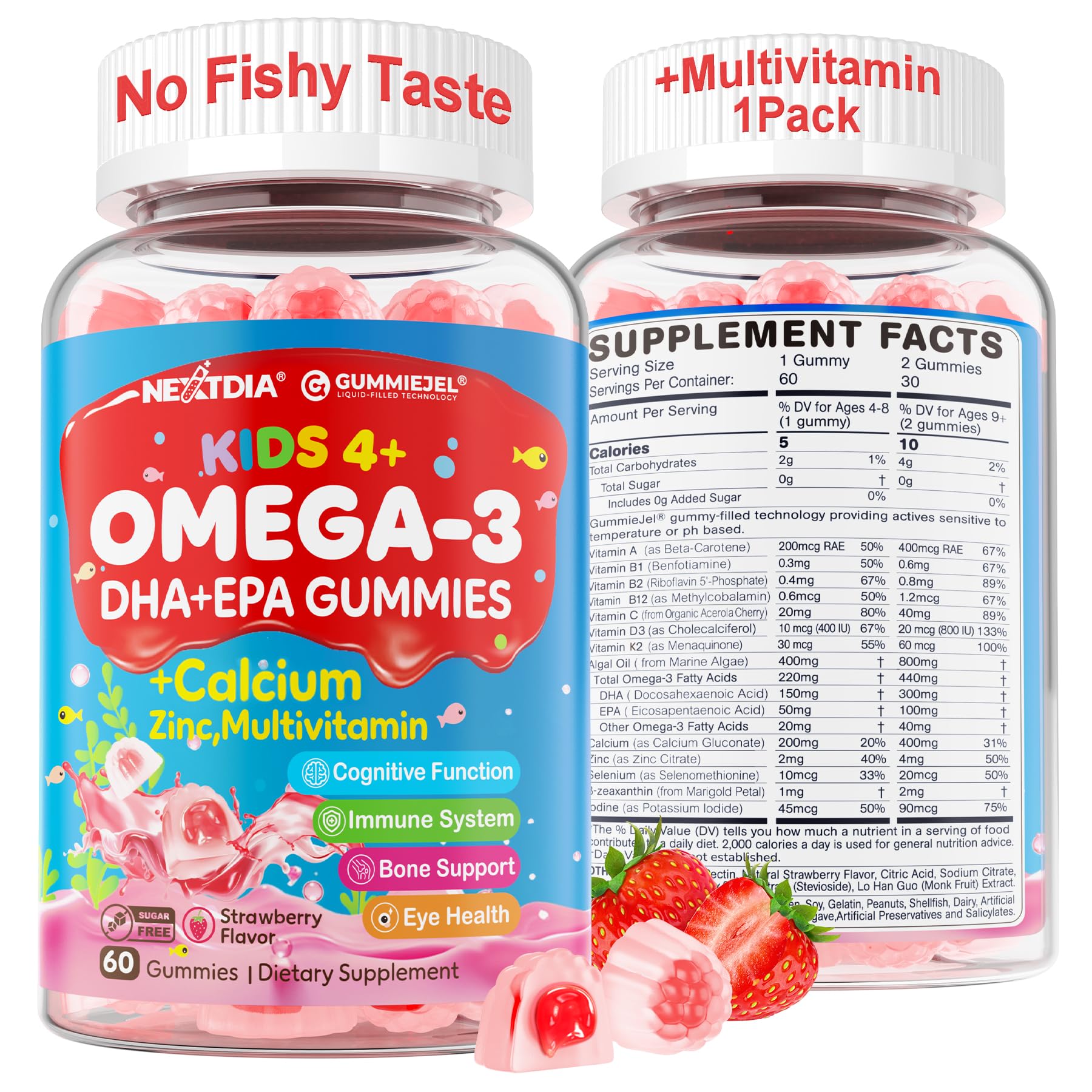 Nextdia Omega-3 Gummies for Kids bottle front view