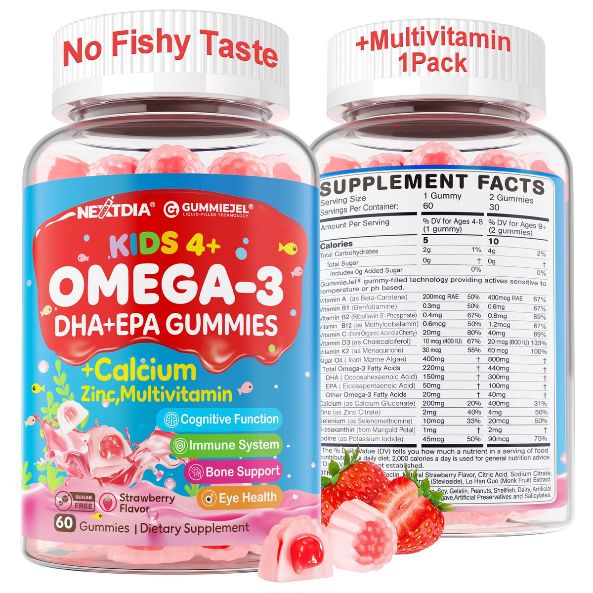 Nextdia Omega-3 Gummies for Kids bottle front view
