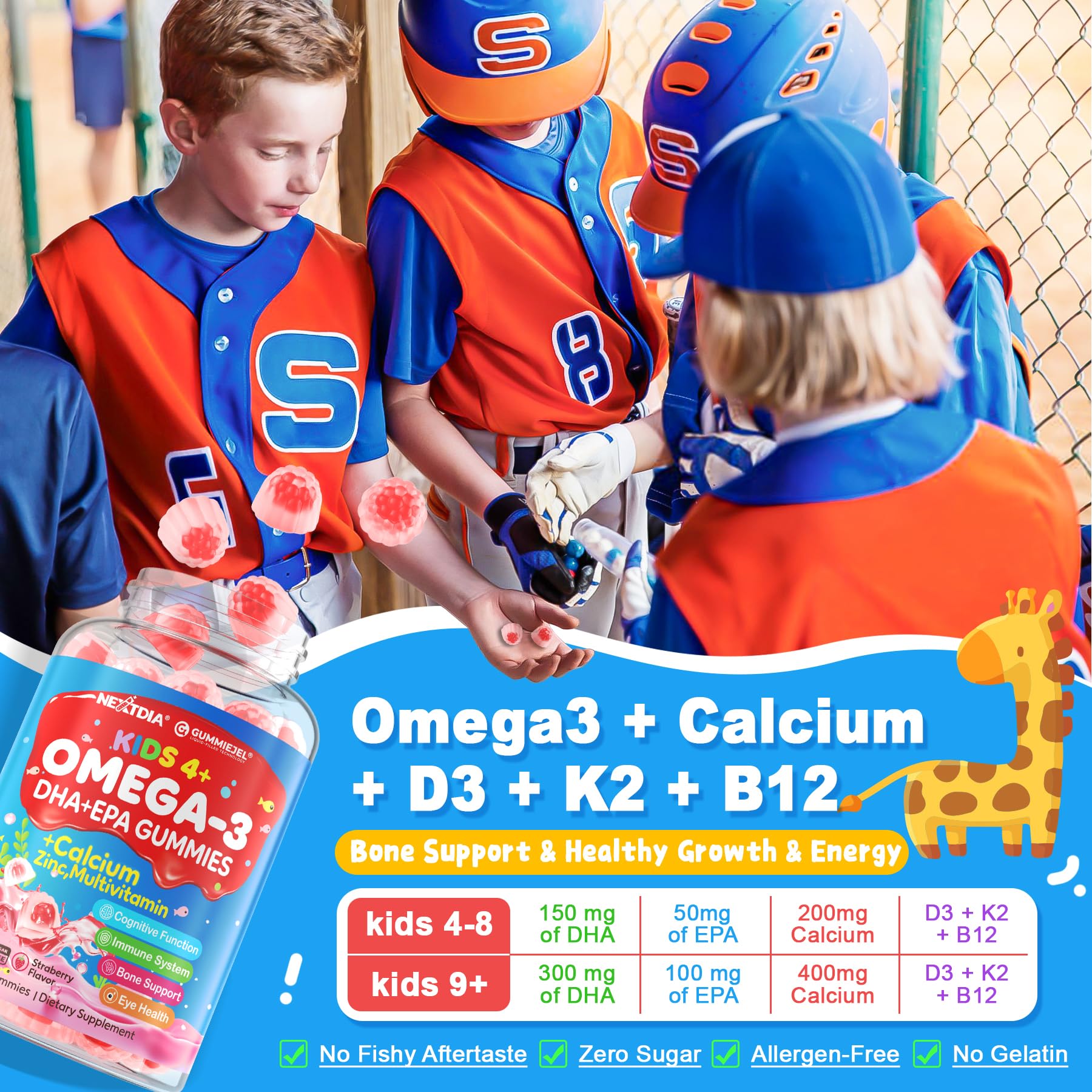 Calcium, Vitamin D3 and K2 symbols with gummies
