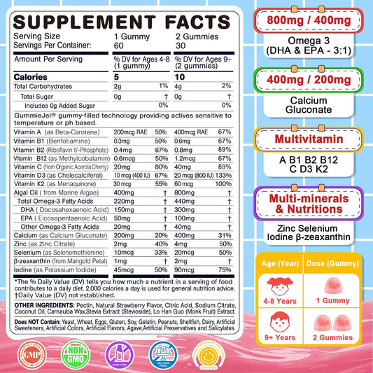 Ingredients and vitamins illustration for Nextdia gummies