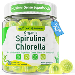 Nextdia Spirulina-Chlorella Gummies bottle shows convenient daily nutrition in action.