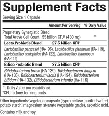 Close-up of the Natural Factors Ultimate Probiotic Women's Ultra 55 Billion bottle label