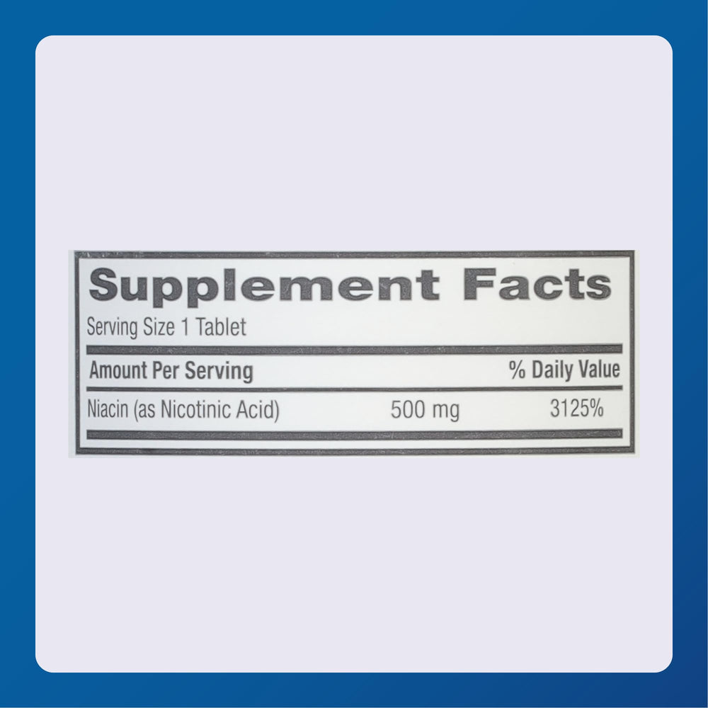 Niacin 500mg tablet taken with a meal