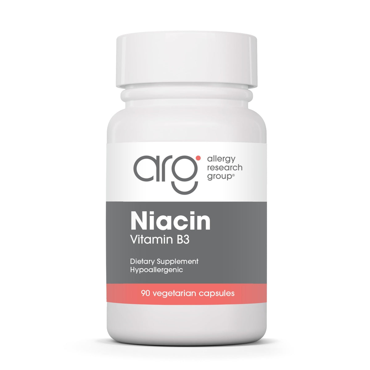 Allergy Research niacin supplement bottle label