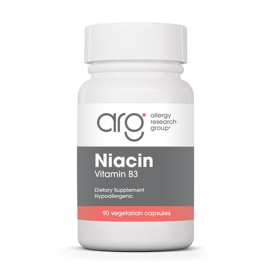 Allergy Research niacin supplement bottle label
