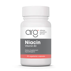 Allergy Research niacin supplement bottle label