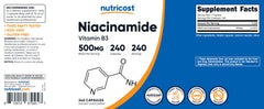 Close-up of Niacinamide 500mg capsules