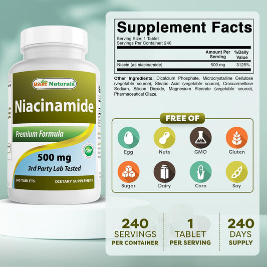 Niacinamide 500mg per tablet suitable for vegetarians