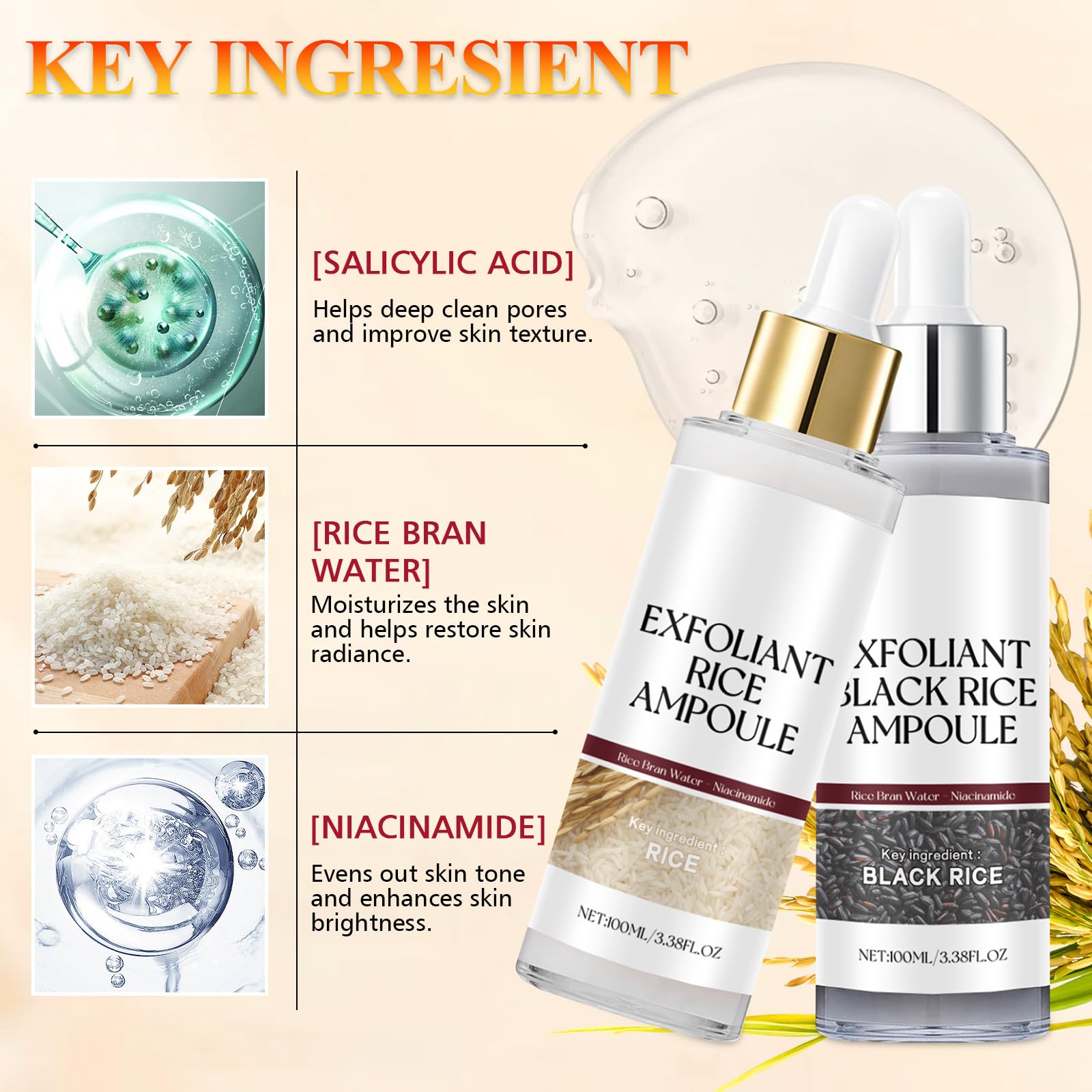 Black and White Rice Peeling with niacinamide supports even skin tone.