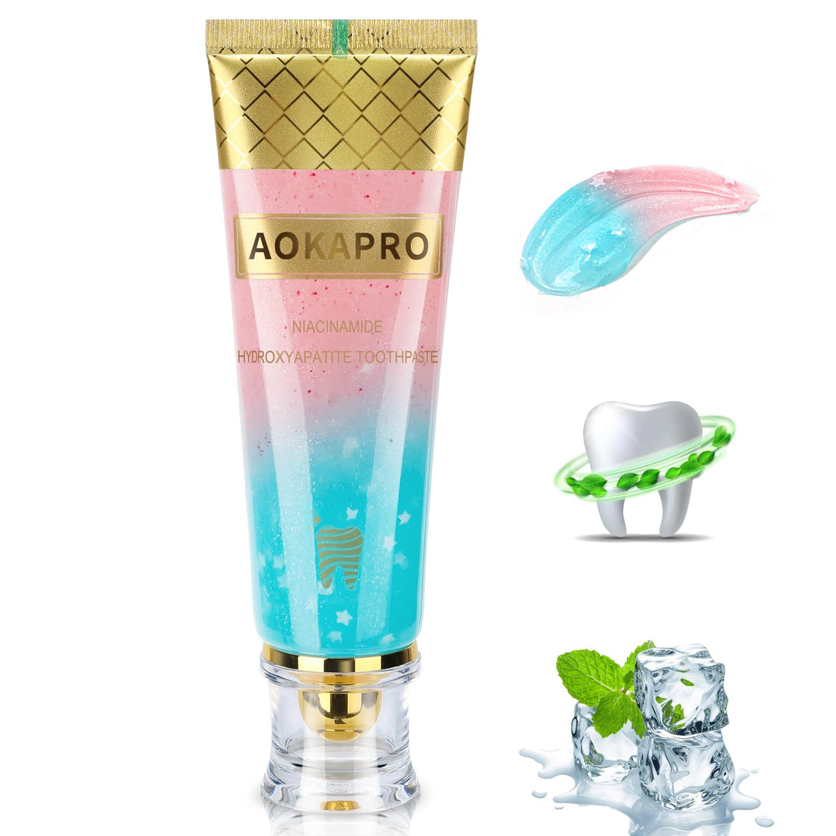 Niacinamide and hydroxyapatite toothpaste bottle