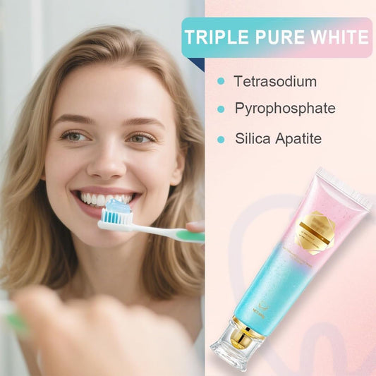 Close-up of toothpaste showing niacinamide formula