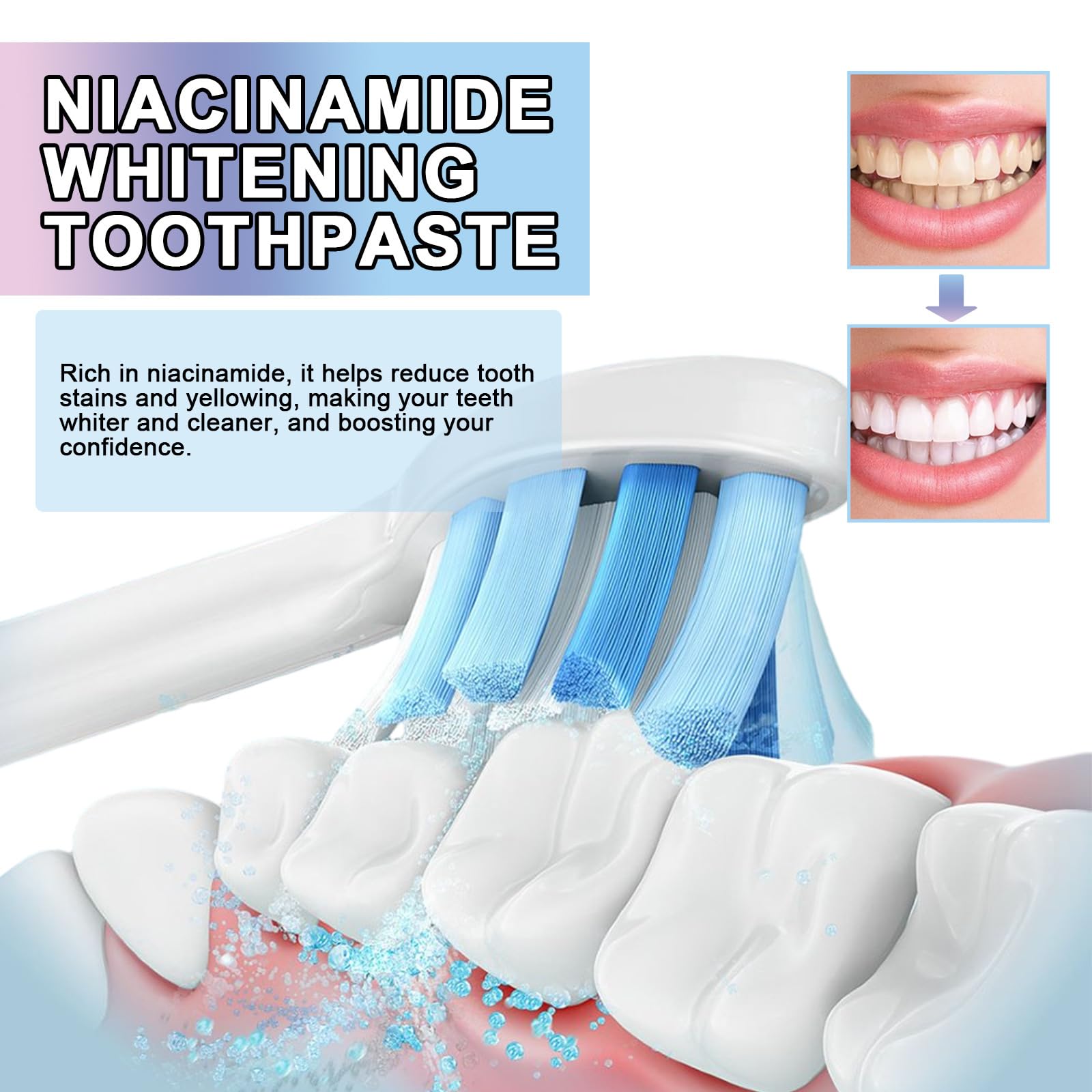 Bright smile after using Niacinamide Whitening Toothpaste