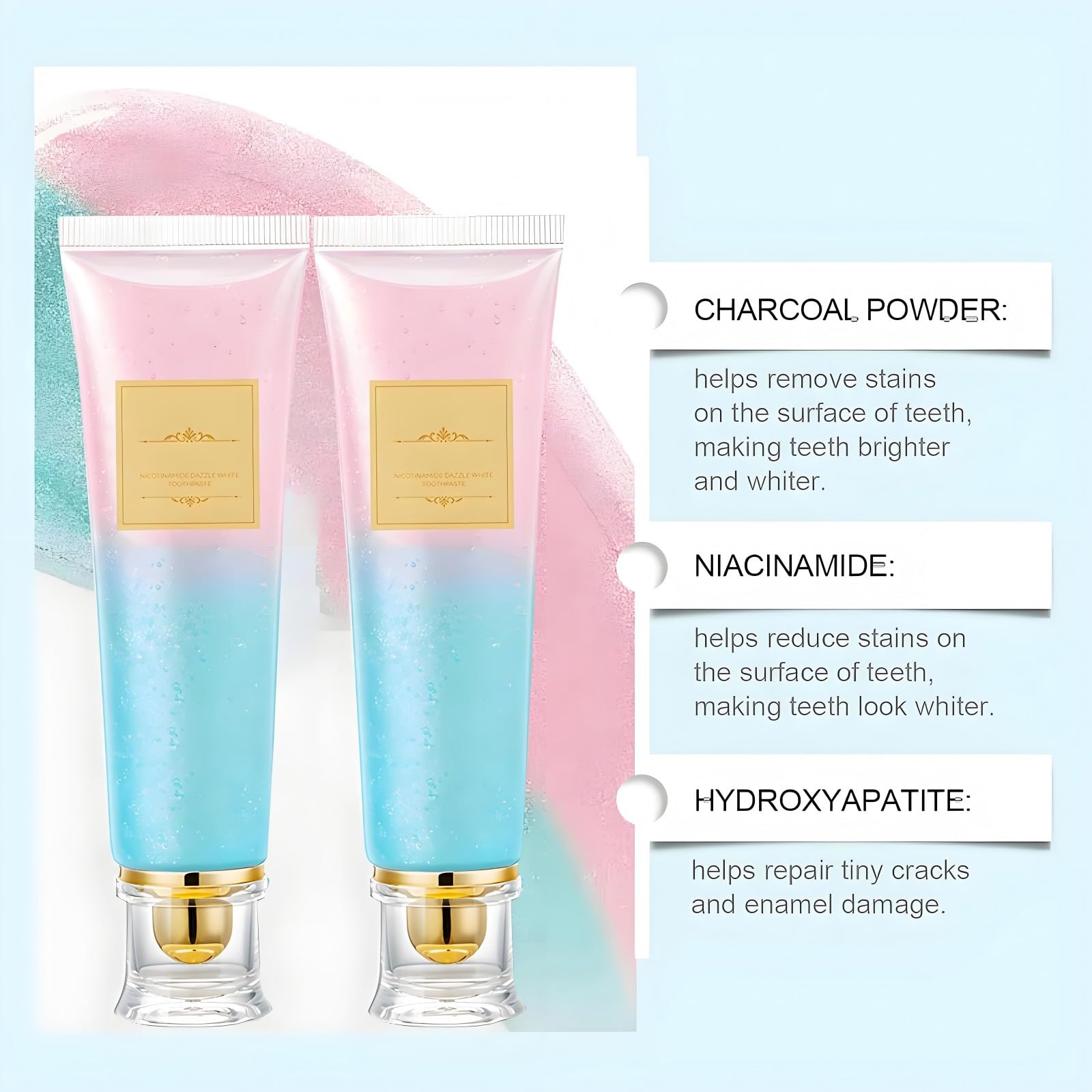 Niacinamide Whitening Toothpaste 2-Pack – back label