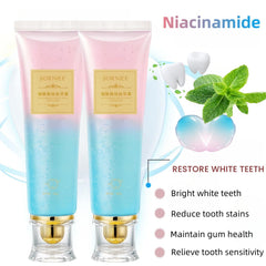 Close-up texture of Niacinamide toothpaste