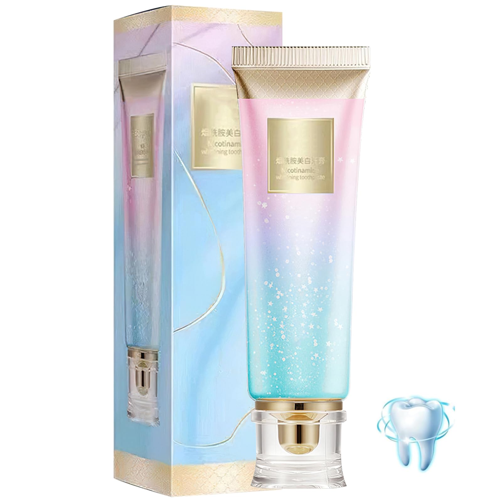 Niacinamide whitening toothpaste bottle on white background