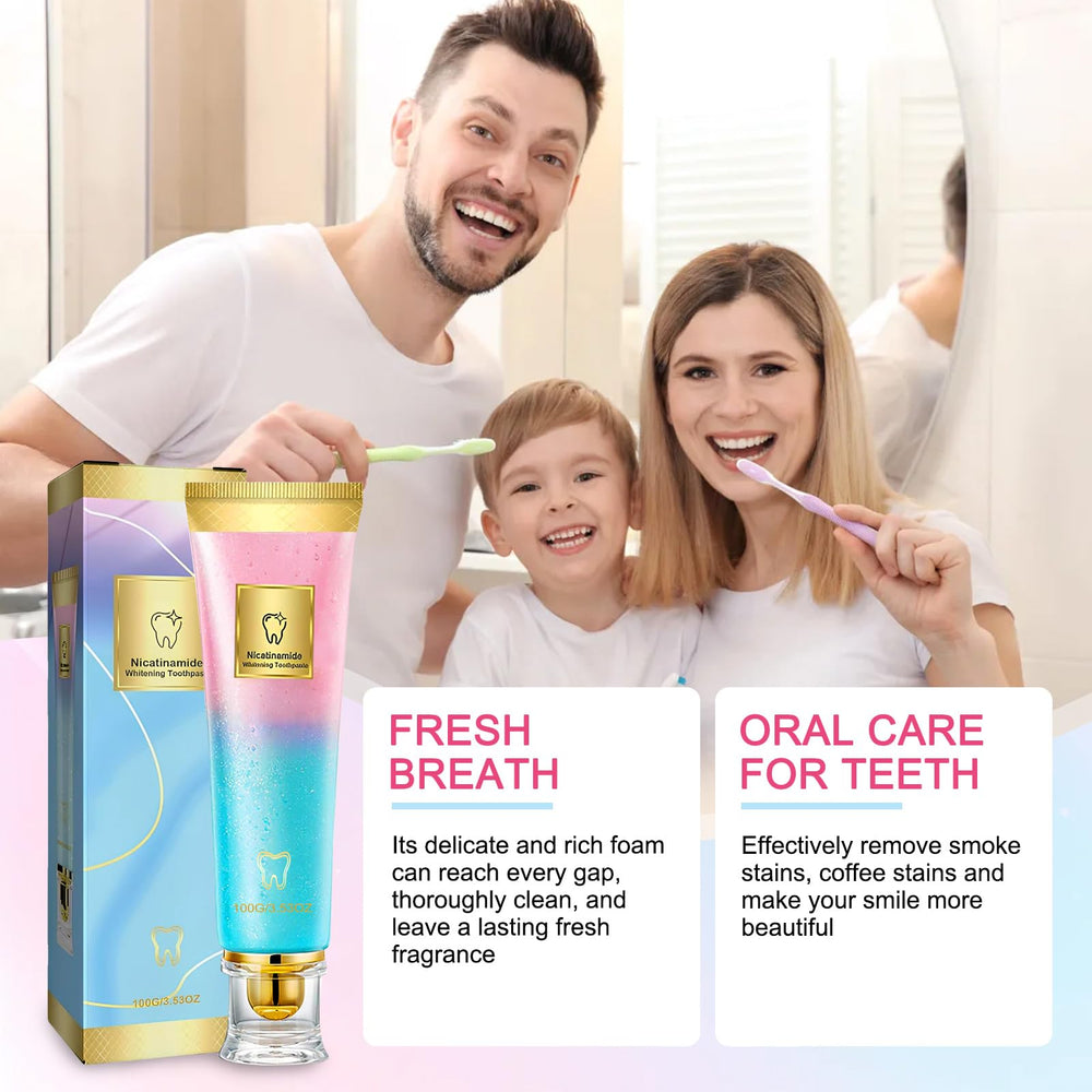 Close-up of Niacinamide whitening toothpaste texture
