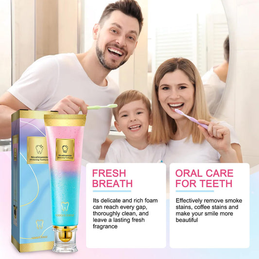 Close-up of Niacinamide whitening toothpaste texture