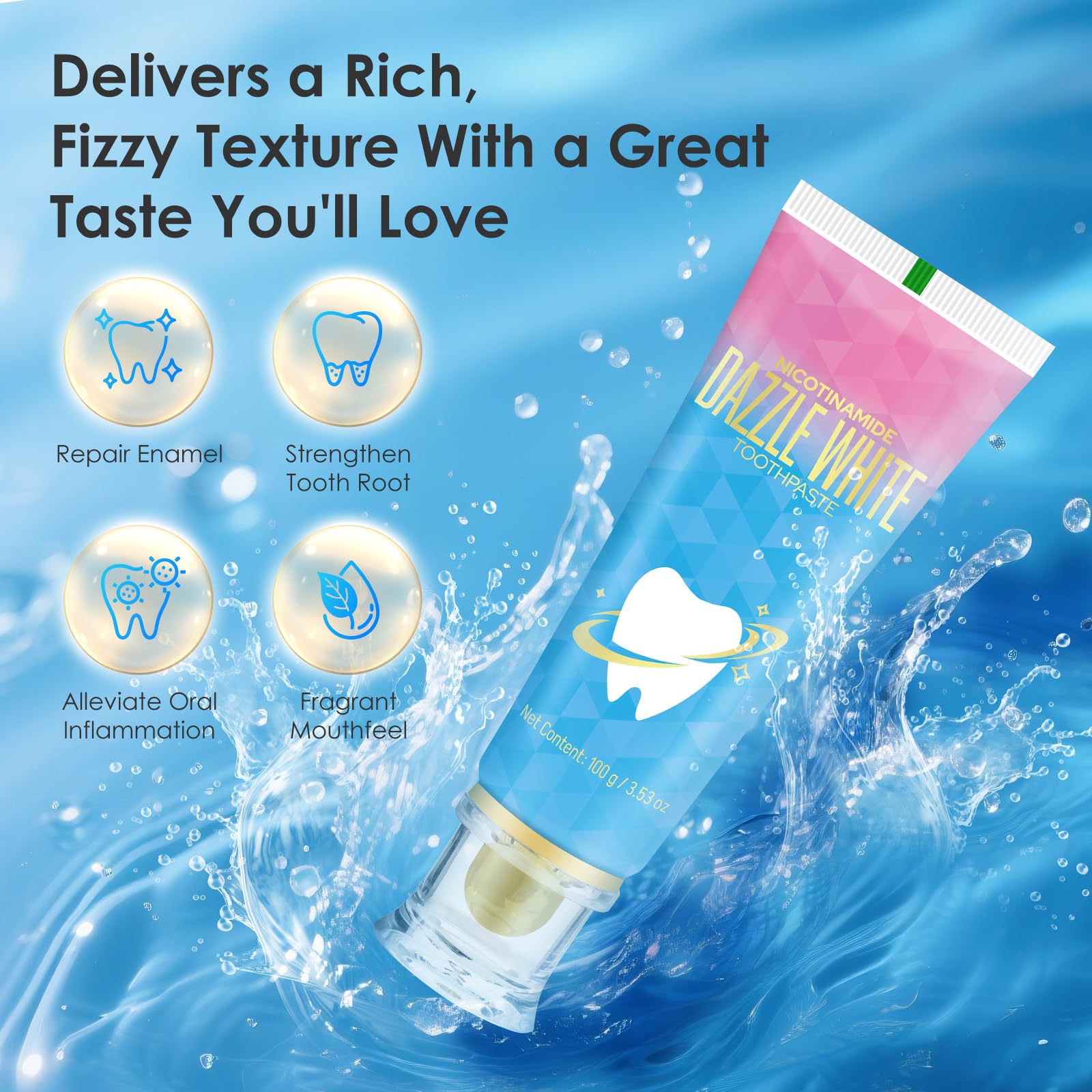 Two Niacinamide toothpaste tubes to emphasize 2-pack
