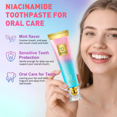Teeth with visibly whiter smile after whitening toothpaste use