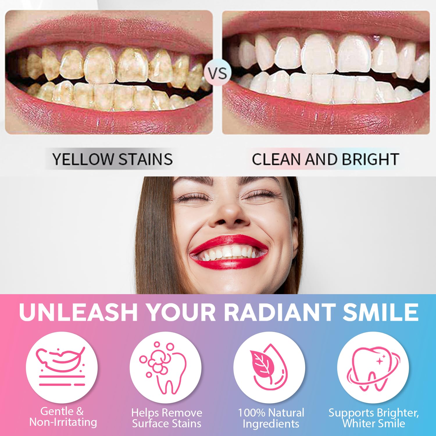 Natural ingredients and enamel-safe whitening graphic