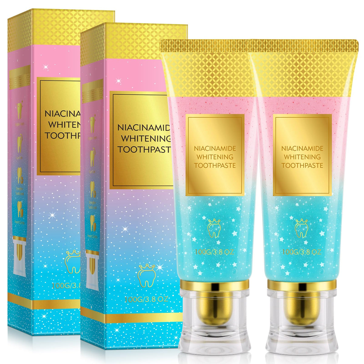 Front view of Niacinamide Whitening Toothpaste 2 Pack
