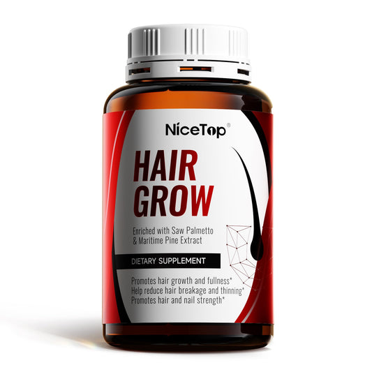Bottle of NiceTop Hair Growth Supplement with capsules