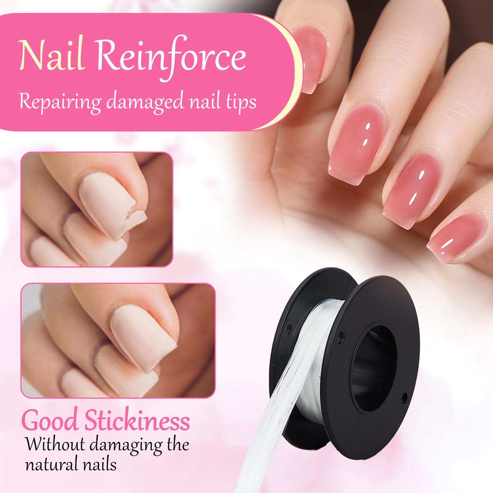NICENEEDED fiber-silk material close-up highlighting natural look for nails