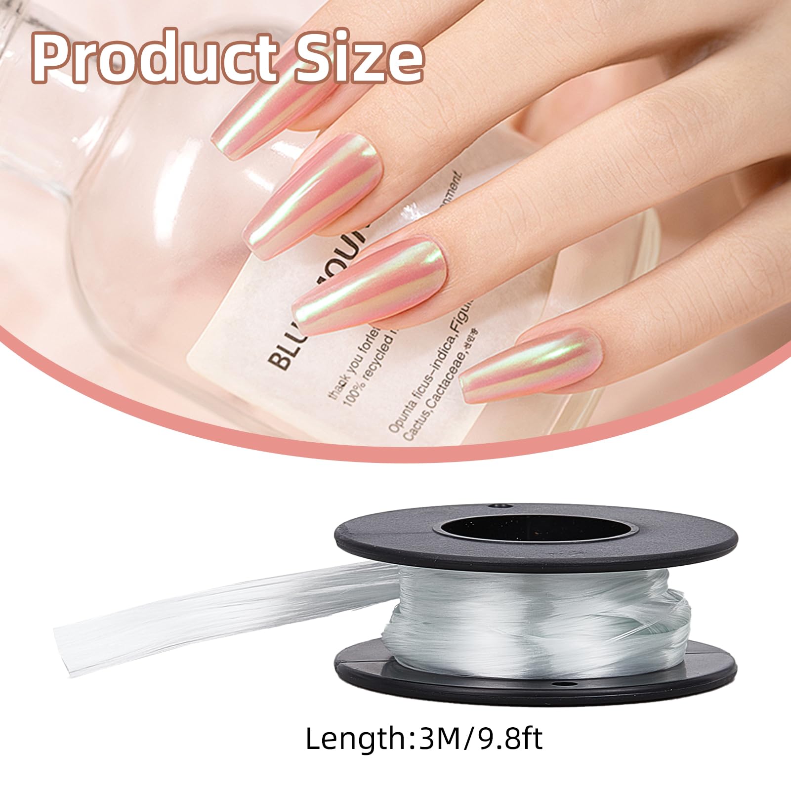 NICENEEDED nail extension fiber 3m length close-up shows flexible, adjustable design