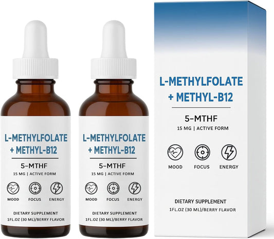 Bottle of Nichalous L-Methylfolate 15mg + Methyl-B12 Sublingual berry flavor