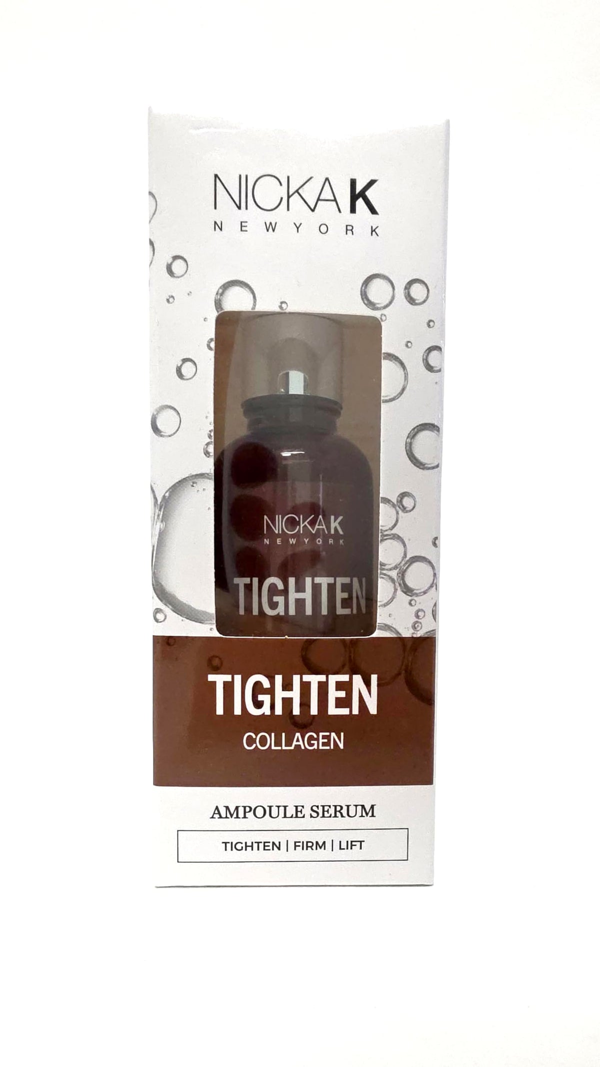 Nicka K New York SSAM03 collagen serum bottle highlighting brightening and even tone