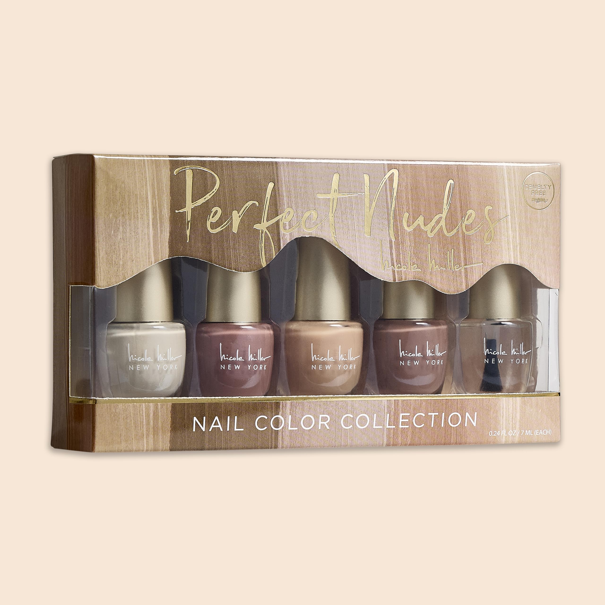 Nicole Miller New York warm beige bottle showcases versatile nude tone with professional finish.