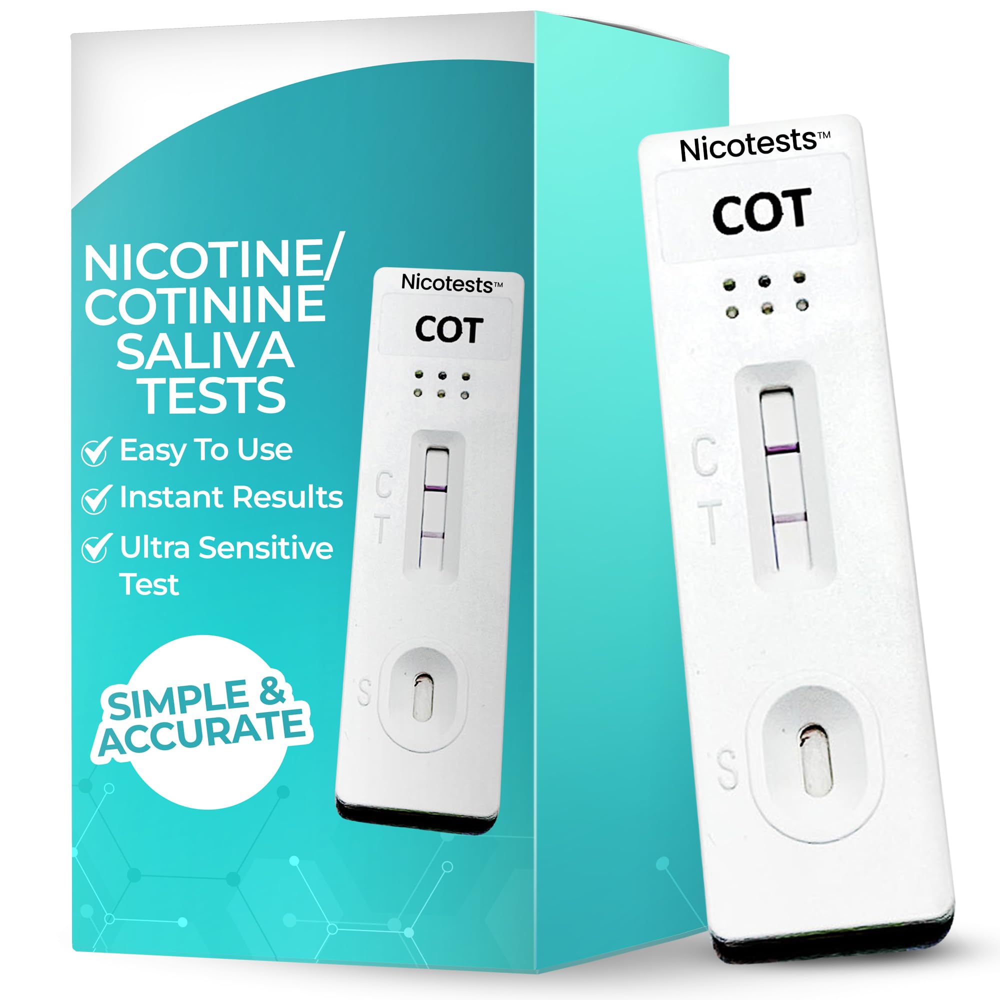 Nicotests Ultra-Sensitive Smoking Test Kit box and components