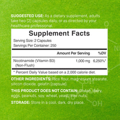 Close-up of 1000mg nicotinamide per serving capsule