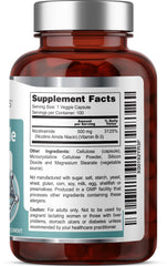 Close-up of B-3 Nicotinamide capsules