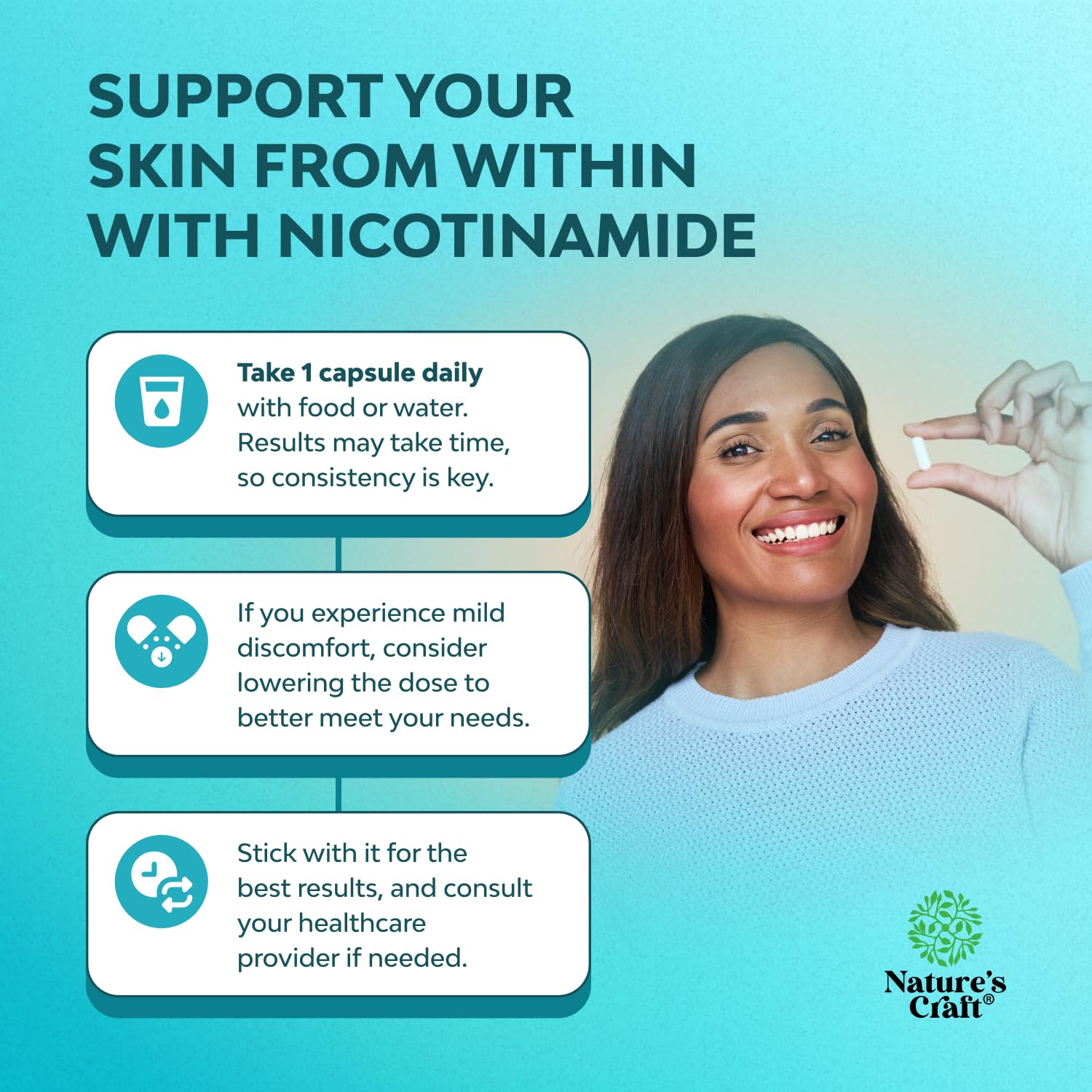 Nicotinamide 500mg supplement bottle