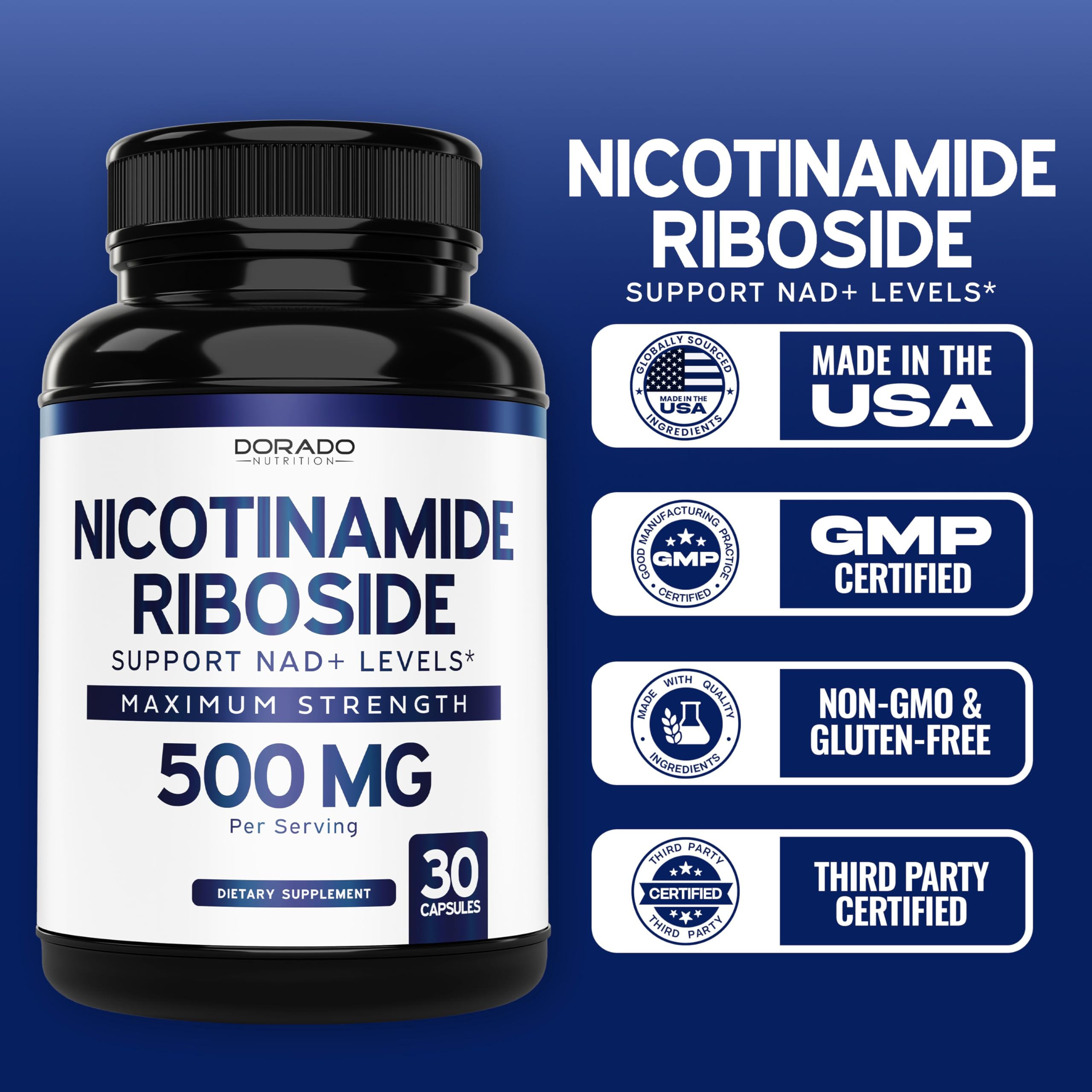 Third-party testing certificate for NR 500mg supplement