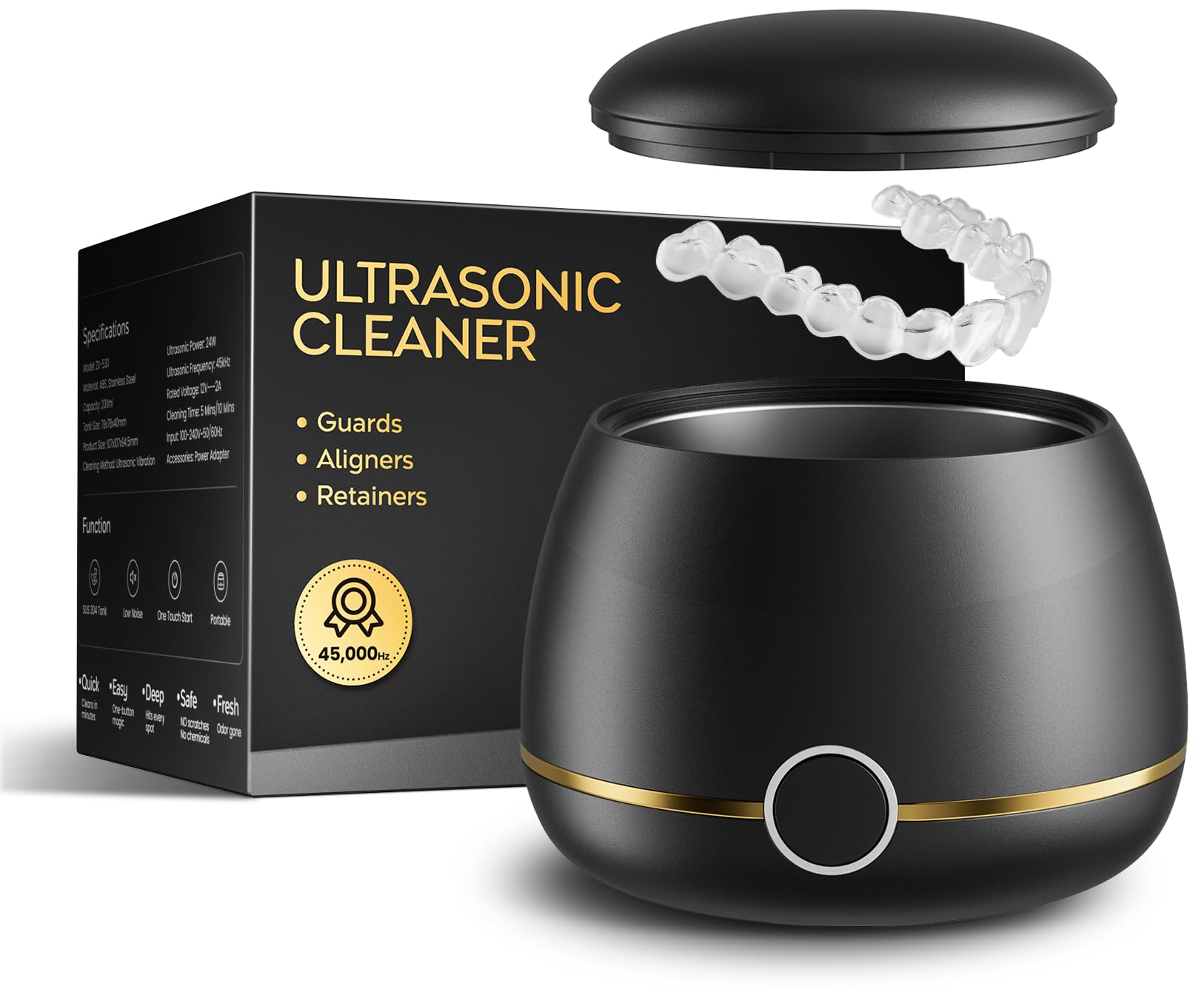Front view of Nicwell 200ml Ultrasonic Retainer Cleaner