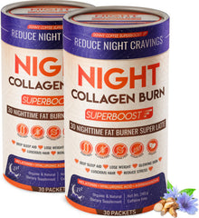 Night Collagen Burn bottle on white background