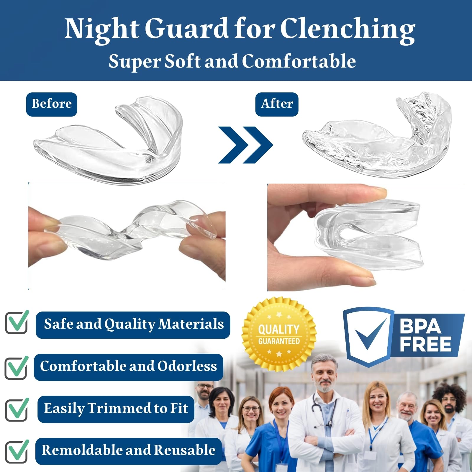 Night guard for grinding teeth in a bedroom setting