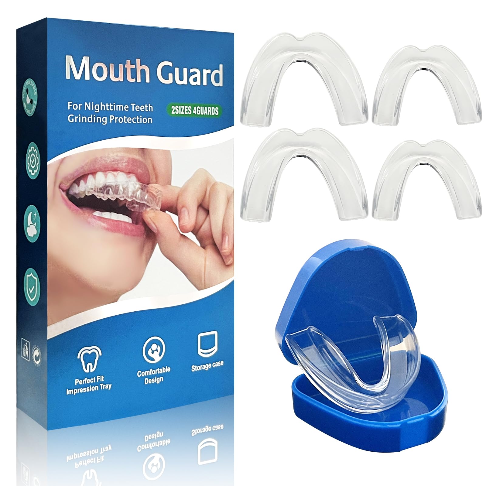 Night guard for teeth grinding in a 4-pack with two sizes