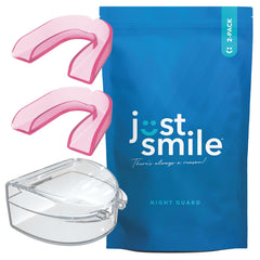 Pink Just Smile Night Guard 2 Pack for teeth grinding and jaw comfort