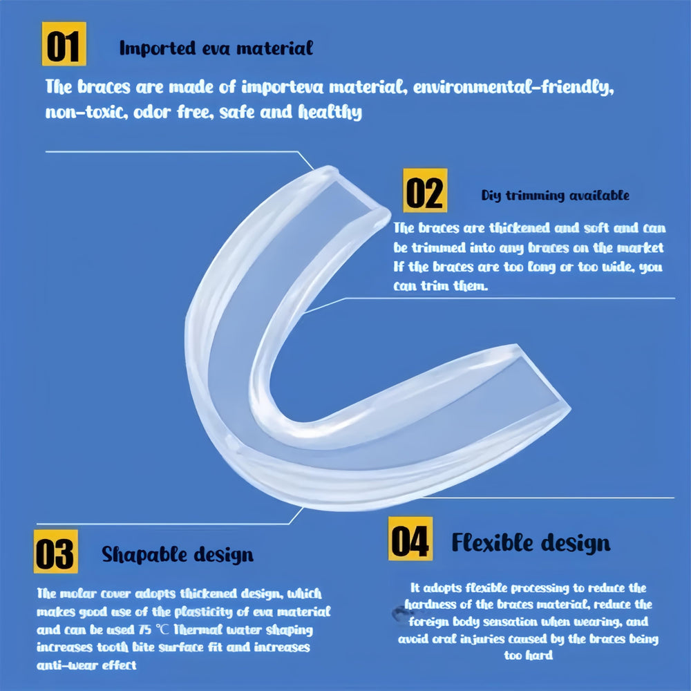Custom-fit mouth guard shapes by biting after softening in hot water