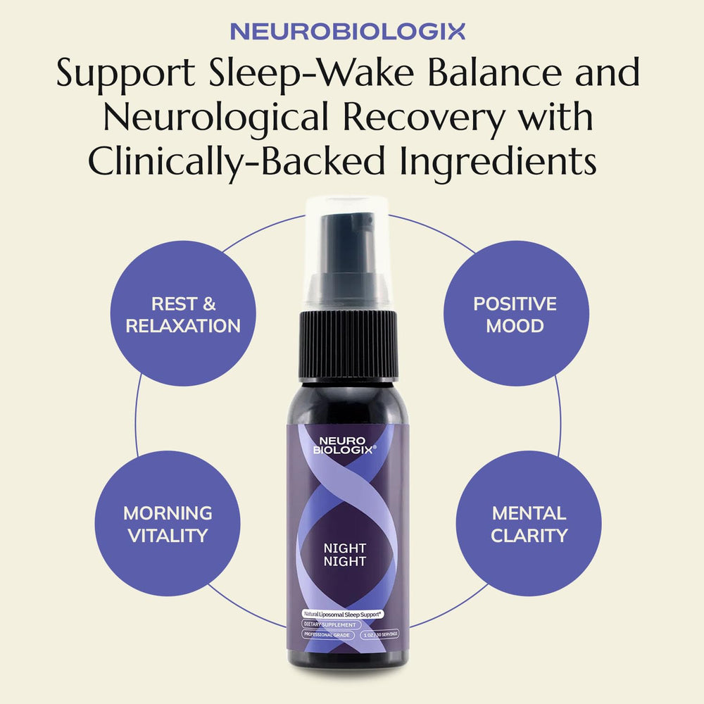 Night Night Liposomal Spray standing on white surface