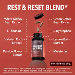 Herbal fat burning ingredients including melatonin and valerian root