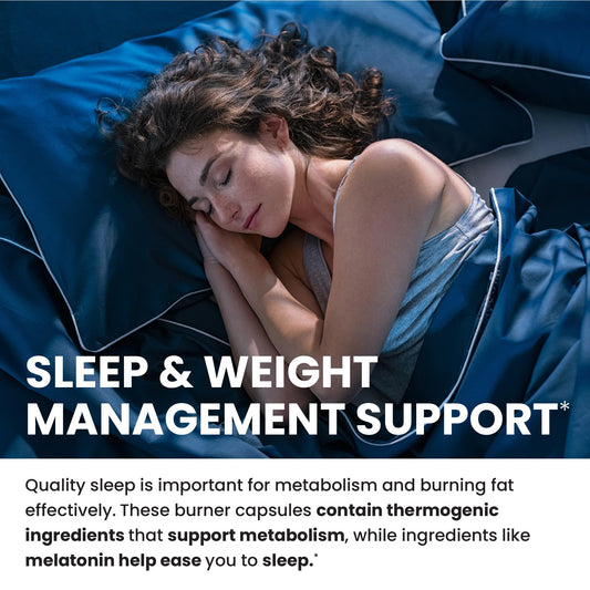 Night Time Fat Burner capsules poured from the bottle