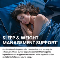 Night Time Fat Burner capsules poured from the bottle